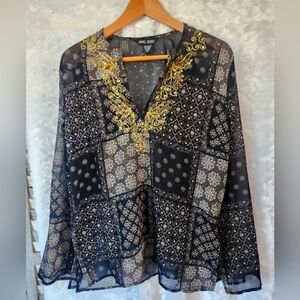 Boho long-sleeved blouse size L